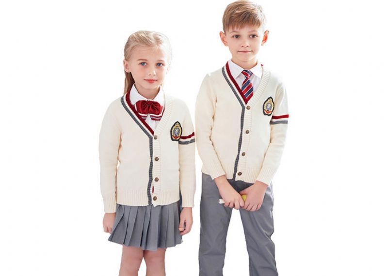 Cardigans escolares básicos con cuello en V y botones de algodón 100 para niños y niñas en la escuela primaria - 11811651