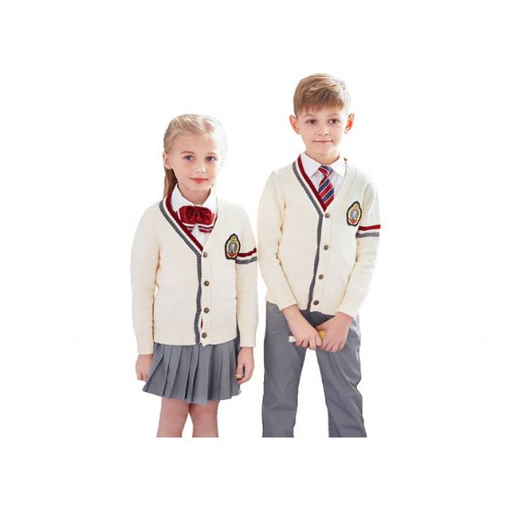 Cardigans escolares básicos de 100 algodão com botões e decote em V para meninos e meninas na escola primária - 11811651