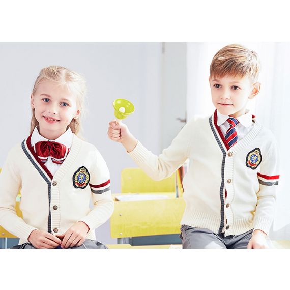 Cardigans escolares básicos de 100 algodão com botões e decote em V para meninos e meninas na escola primária - 11811651