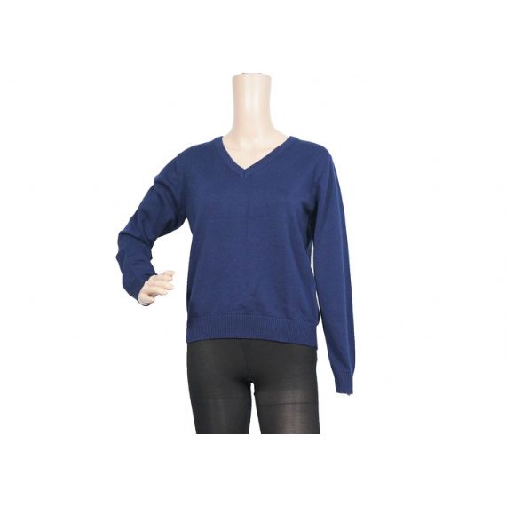 Suéteres de uniforme escolar outono azul anti-pilling com bainha de nervuras para unissex - 12321576