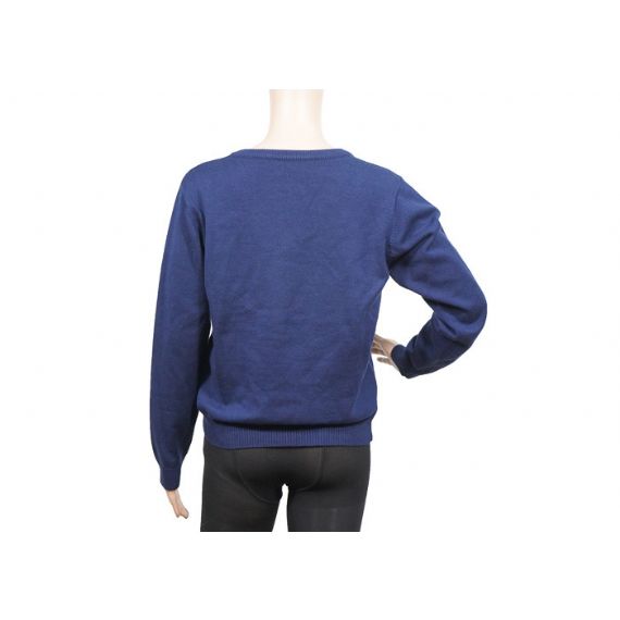 Suéteres de uniforme escolar outono azul anti-pilling com bainha de nervuras para unissex - 12321576