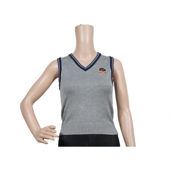 Suéter uniforme escolar sem mangas de mistura de algodão para meninas - 12323385