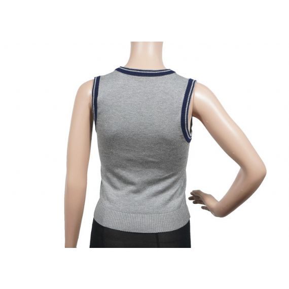 Suéter uniforme escolar sem mangas de mistura de algodão para meninas - 12323385