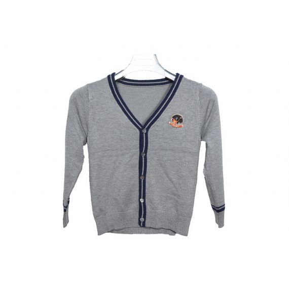 Suéteres de cardigã de uniforme escolar cinza respirável para outono e inverno - 12323566