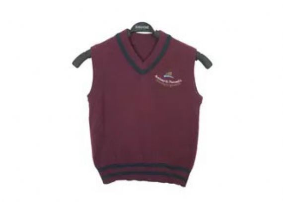 Color púrpura chaleco sin mangas uniforme escolar suéteres dobladillo a rayas calibre 12 - 12324183