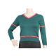 Suéter verde de decote em V com botão para uniforme escolar - 12324194