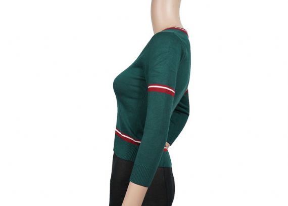 Suéteres de uniforme escolar con botones con cuello en V verde Suéter cárdigan escolar de punto con costilla - 12324194