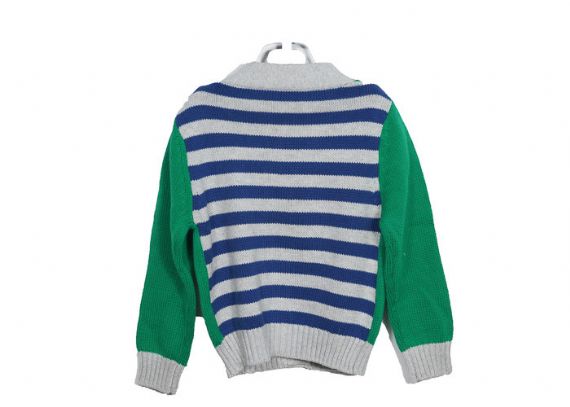 Cuello en V de acrílico suave del jersey de punto de los niños del verde de la niña con el botón para la primavera - 12392025