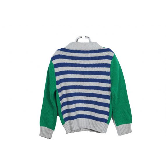 Suéter de tricô infantil verde bebê menina gola V em acrílico macio com botão para primavera - 12392025