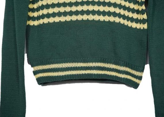 Suéter de punto para niños con patrón verde con cuello en V británico, ropa para niños - 12395903
