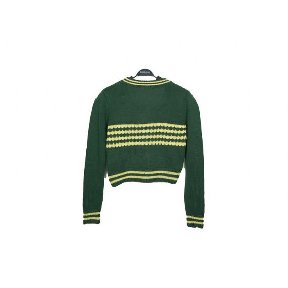 Suéter de tricô britânico com decote em V padrão verde para meninos roupas de pulôver para crianças - 12395903