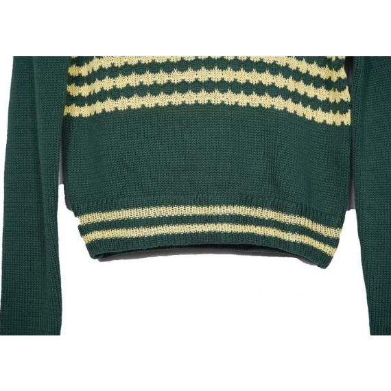 Suéter de tricô britânico com decote em V padrão verde para meninos roupas de pulôver para crianças - 12395903