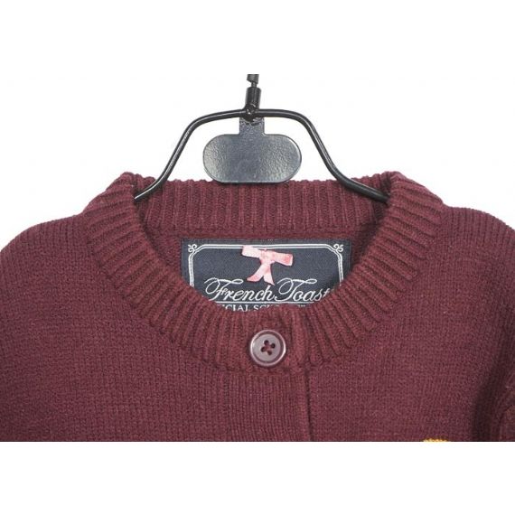 Suéter de tricô infantil roxo manga longa cardigan modelos de inverno com dois bolsos - 12396195