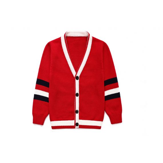 Bonito uniforme escolar cardigan com gola em v outono para alunos do ensino fundamental - 12410478