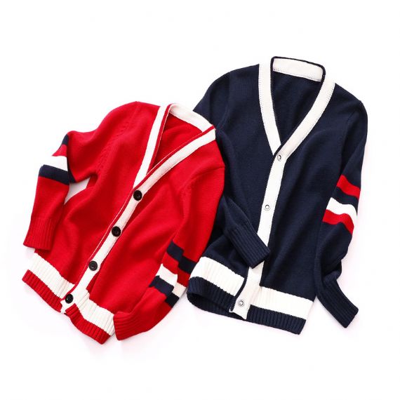 Bonito uniforme escolar cardigan com gola em v outono para alunos do ensino fundamental - 12410478