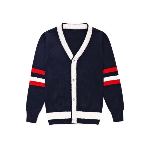 Bonito uniforme escolar cardigan com gola em v outono para alunos do ensino fundamental - 12410478