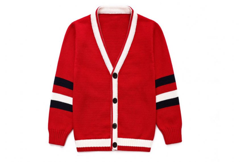 Primavera rosa liso de punto suave vestido de punto de manga corta cuello redondo con lazo - 12410478