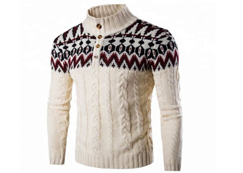 Jersey feo hecho punto suéter de encargo de la manga larga de la Navidad del cuello alto para los hombres - 11179939