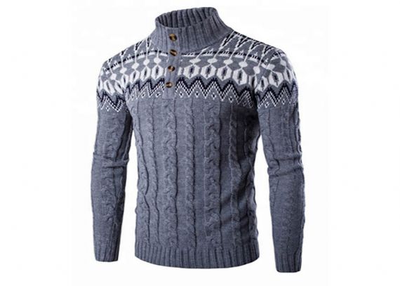 Jersey feo hecho punto suéter de encargo de la manga larga de la Navidad del cuello alto para los hombres - 11179939