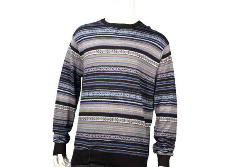 Suéter de punto de lana para hombre Jersey de cuello redondo Suéter de invierno para hombre en patrón de rayas - 11997101