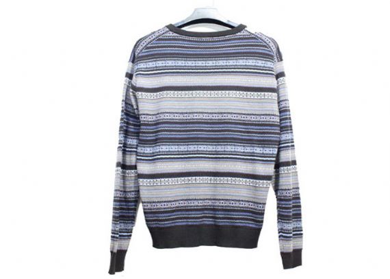 Suéter de punto de lana para hombre Jersey de cuello redondo Suéter de invierno para hombre en patrón de rayas - 11997101