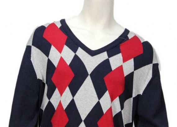 Diseño de suéter de argyle para hombres, estampado de intarsia, jersey de punto de manga larga con cuello en V - 11999935