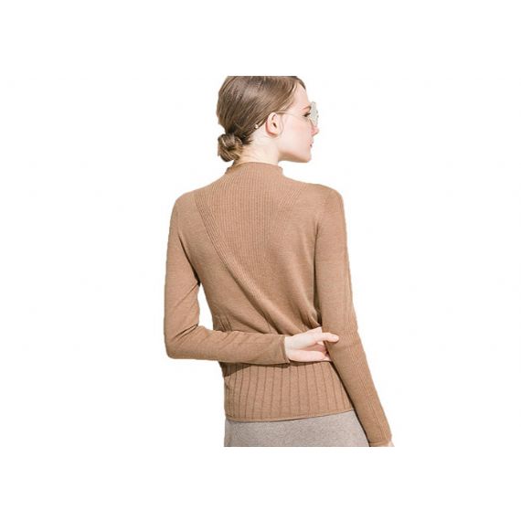 Suéter feminino de malha preta, suéter feminino de malha gola redonda apertada pulôver - 11202513