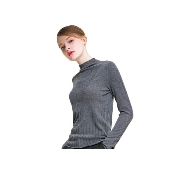 Suéter feminino de malha preta, suéter feminino de malha gola redonda apertada pulôver - 11202513