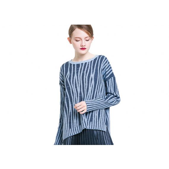 Suéter tricotado com listras plus size personalizado para mulheres - 11202511