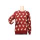 Suéter pulôver feminino gola careca vermelho mohair calibre 9 bonito padrão de malha de pato - 12090456