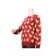 Suéter pulôver feminino gola careca vermelho mohair calibre 9 bonito padrão de malha de pato - 12090456