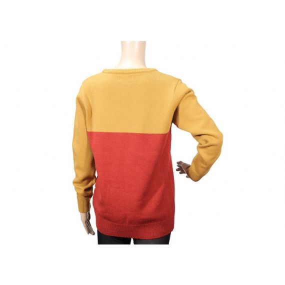 Jacquard vermelho e amarelo bonito padrão de gato malha camisola de malha para jovens senhoras - 12093445