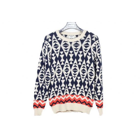 Suéter feminino outono inverno jacquard tricotado com design de diamante - 12101662