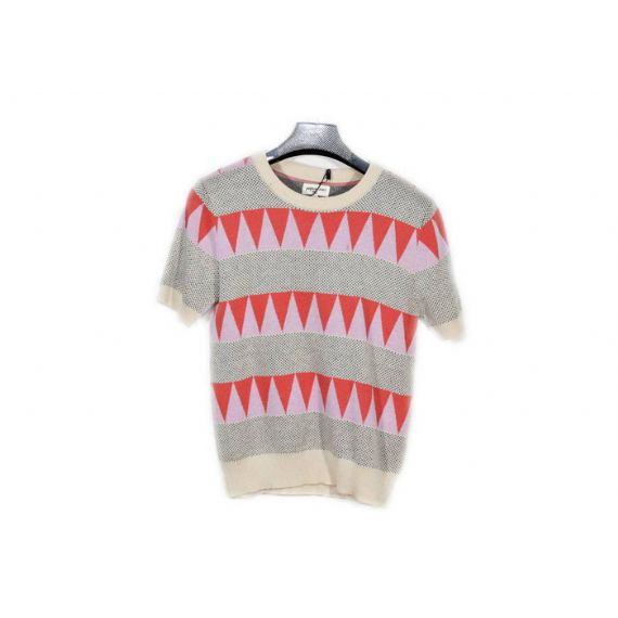 Suéter Jacquard Top Feminino de Malha Gola Crew Manga Curta para a Temporada de Verão - 12103031