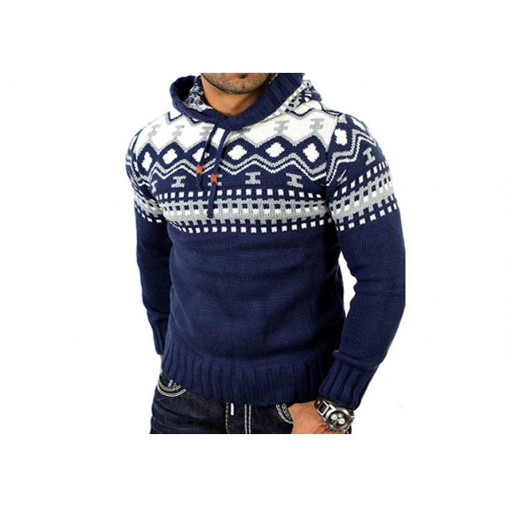 Camisolas de Natal elegantes Jacquard engraçadas, roupas de Natal bregas com capuz para homens - 11153754