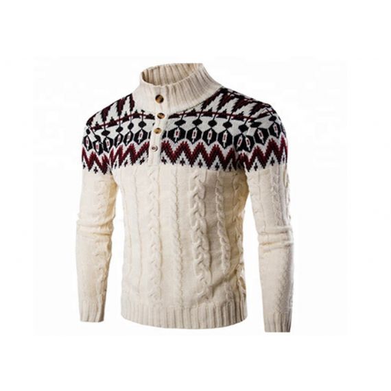 Suéter de malha feia personalizado gola alta de Natal manga longa para homens - 11179939
