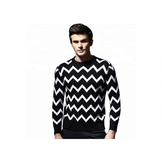 Suéteres Jacquard Nylon Masculino Gola Redonda Manga Longa Para Primavera - 11202756