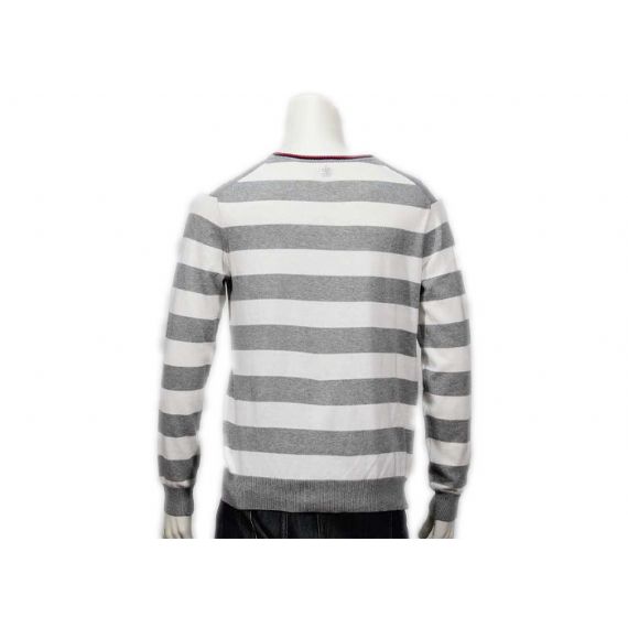 Suéter pulôver listrado com estampa de tricô decote em v decote em v macio listrado - 11988057