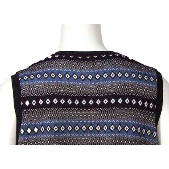 Suéter masculino de malha com decote em v design outono sem mangas em padrão jacquard - 11989460