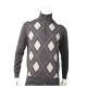 Suéter pulôver tricotado com padrão clássico Intasia gola alta com zíper - 11989635