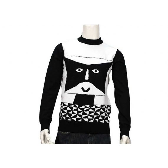 Suéter listrado moderno masculino de malha de algodão inverno manga longa anti-rugas - 11999337