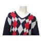 Suéter Argyle Design Masculino Padrões Intarsia Gola V Manga Longa Malha Suéter - 11999935