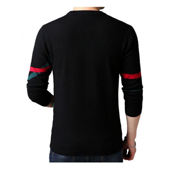 Suéteres de cashmere puro de malha canelada gola redonda manga longa tipo listra - 11272392