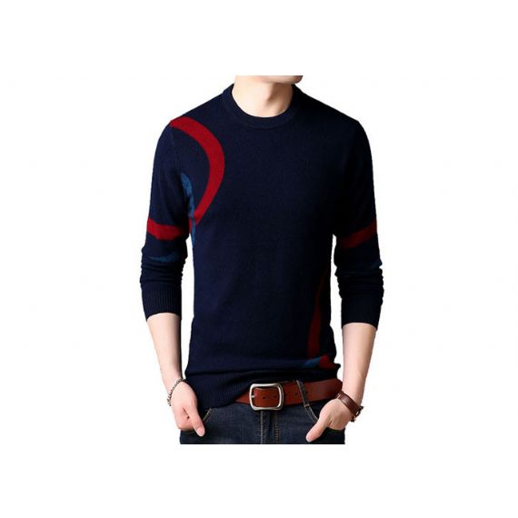 Suéteres de cashmere puro de malha canelada gola redonda manga longa tipo listra - 11272392