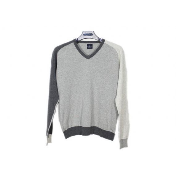Suéter masculino de malha fina e leve decote em v para primavera e outono - 11999059