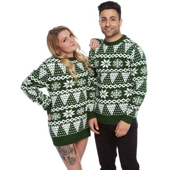 Jersey navideño unisex de manga larga con estampado de copo de nieve para la familia - 11179155