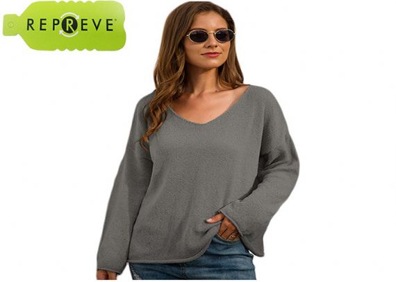 V Neck Loose Autumn Sustainable Hoodie - 13130440