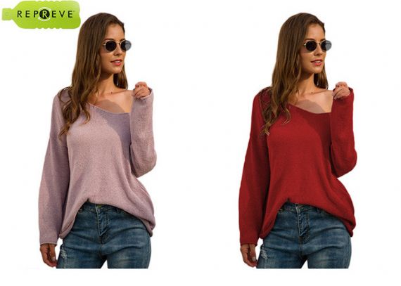 V Neck Loose Autumn Sustainable Hoodie - 13130440