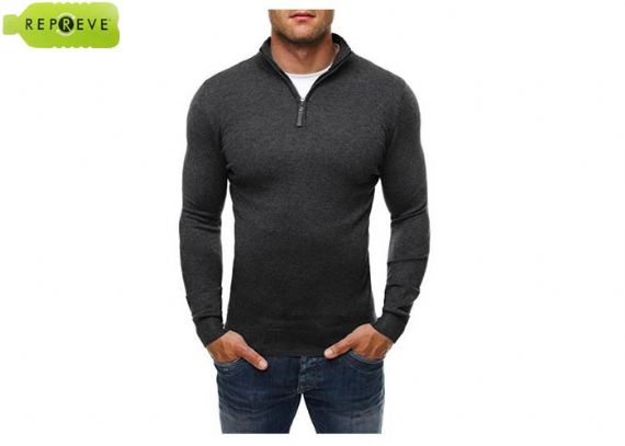Sustainable Polyester Knitted 1/4 Zip Up Pullover Sweater - 13131904