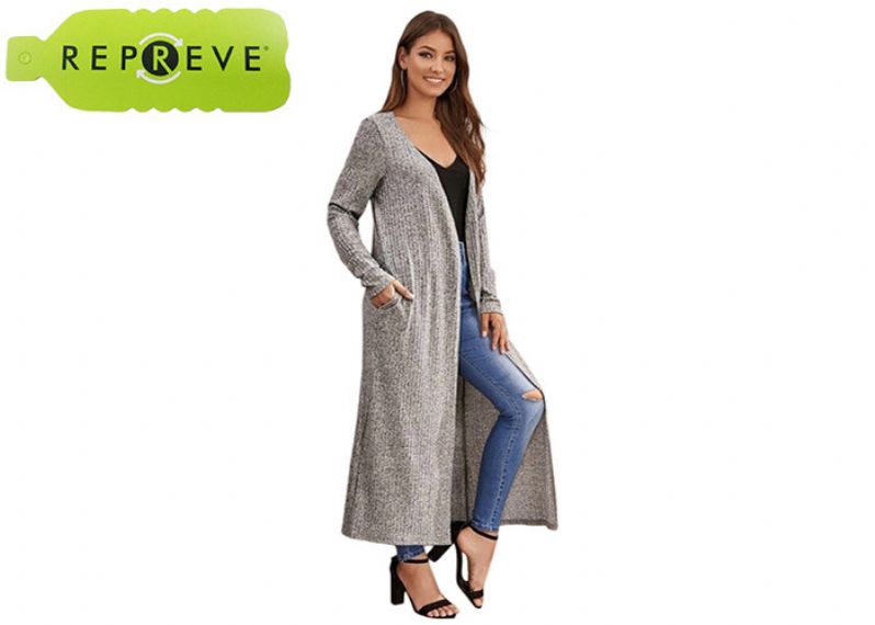 Recycled Polyester Knitted Long Sustainable Cardigan for Women - 13133341